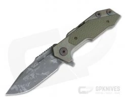 Hinderer Knives Full Track Spanto S35VN Battlefield Pickup OD Green G10 Tri-Way Pivot Flipper 0723