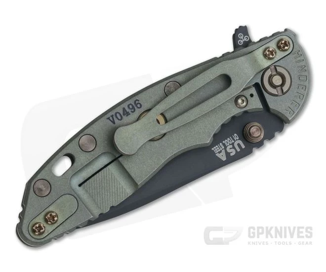 Hinderer XM-18 3" Vintage Series GEN 6 Parkerized O1 Spear Point Smooth Walnut Battle Green Tri-Way Pivot Flipper 0765 2 Hinderer XM-18 3" Vintage Series GEN 6 Parkerized O1 Spear Point Smooth Walnut Battle Green Tri-Way Pivot Flipper 0765 - Image 2