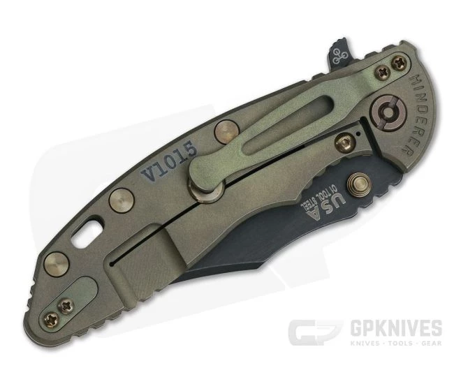 Hinderer XM-18 3.5" Vintage Series Parkerized O1 Bowie Textured Walnut Battle Green Tri-Way Pivot Flipper 0789 2 Hinderer XM-18 3.5" Vintage Series Parkerized O1 Bowie Textured Walnut Battle Green Tri-Way Pivot Flipper 0789 - Image 2