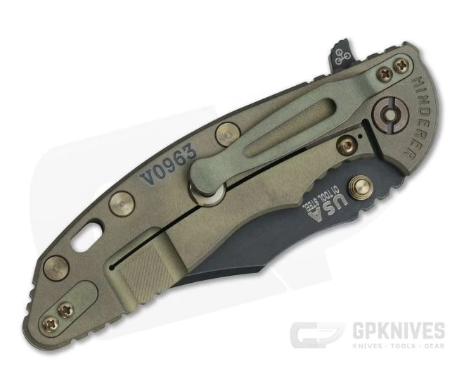 Hinderer XM-18 3.5" Vintage Series Parkerized O1 Bowie Smooth Walnut Battle Green Tri-Way Pivot Flipper 0791 2 Hinderer XM-18 3.5" Vintage Series Parkerized O1 Bowie Smooth Walnut Battle Green Tri-Way Pivot Flipper 0791 - Image 2