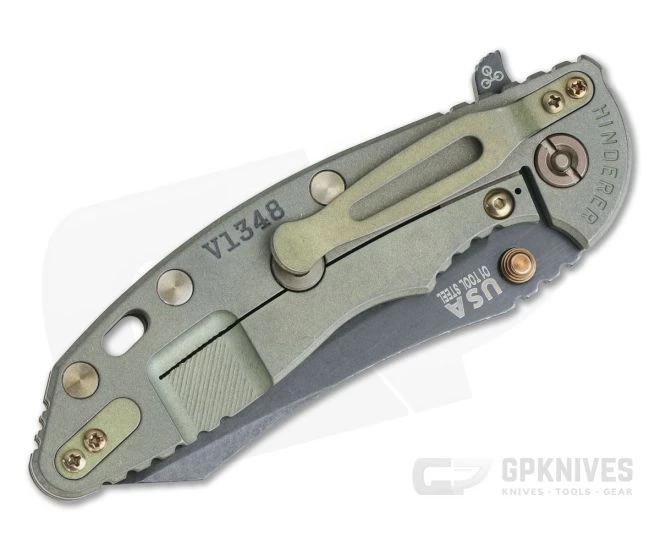 Hinderer XM-18 3.5" Vintage Series Parkerized O1 Skinner Textured Walnut Battle Green Tri-Way Pivot Flipper 0860 2 Hinderer XM-18 3.5" Vintage Series Parkerized O1 Skinner Textured Walnut Battle Green Tri-Way Pivot Flipper 0860 - Image 2