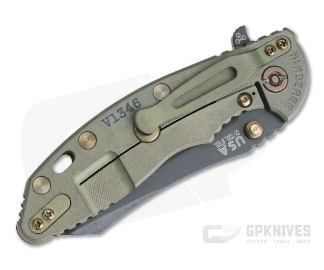 Hinderer XM-18 3.5" Vintage Series Parkerized O1 Skinner Textured Walnut Battle Green Tri-Way Pivot Flipper 0861 2 Hinderer XM-18 3.5" Vintage Series Parkerized O1 Skinner Textured Walnut Battle Green Tri-Way Pivot Flipper 0861 - Image 2