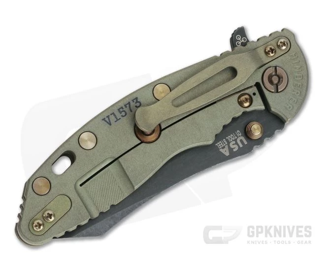 Hinderer XM-18 3.5" Vintage Series Parkerized O1 Skinner Smooth Walnut Battle Green Tri-Way Pivot Flipper 0875 2 Hinderer XM-18 3.5" Vintage Series Parkerized O1 Skinner Smooth Walnut Battle Green Tri-Way Pivot Flipper 0875 - Image 2