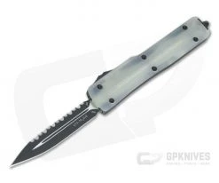 Microtech UTX-70 D/E Jade Green G10 Top Signature Full Serrated Double Edge Black 204P OTF Automatic Knife 147-3GTJGS