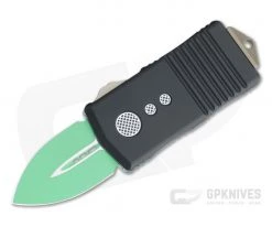Microtech Exocet Jedi Master Green Double Edge Black CA Legal OTF Automatic 157-1JM