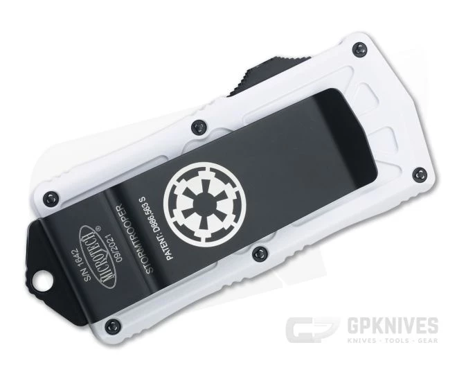Microtech Exocet Storm Trooper White Double Edge CA Legal OTF Automatic 157-1ST 2 Microtech Exocet Storm Trooper White Double Edge CA Legal OTF Automatic 157-1ST - Image 2