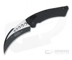 Microtech Hawk Automatic Karambit Smooth Black Tactical Plain Edge CTS-204P Black Aluminum 166-1T