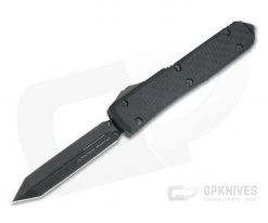 Microtech Ultratech Spartan Signature Carbon Fiber Top DLC 204P Double Edge OTF Automatic Knife 223-1DLCTCFS