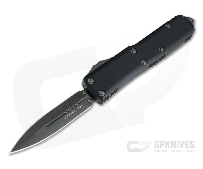 Microtech UTX-85 Signature Double Edge Black DLC 204P Black OTF Automatic Knife 232-1DLCTS 1 Microtech UTX-85 Signature Double Edge Black DLC 204P Black OTF Automatic Knife 232-1DLCTS