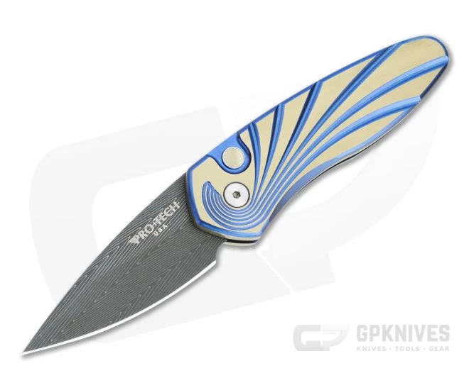 Protech Sprint Titanium Custom Vegas Forge Herringbone Damascus Two-Tone 3D Wave Automatic 2951-H 1 Protech Sprint Titanium Custom Vegas Forge Herringbone Damascus Two-Tone 3D Wave Automatic 2951-H