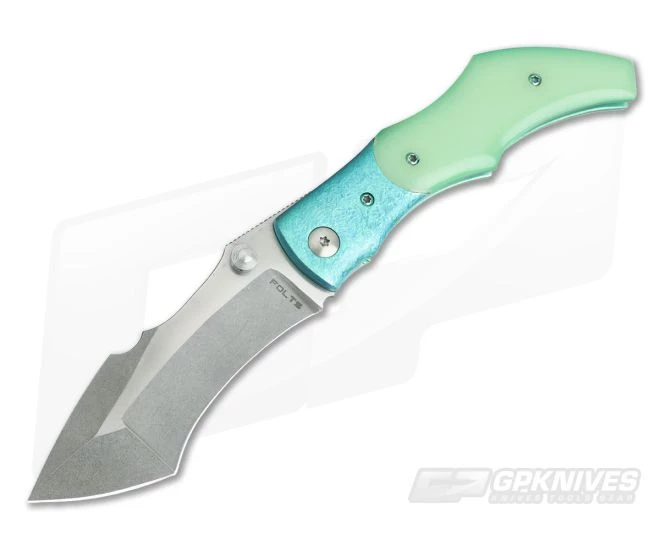 Alan Folts Curvo Folder Two-Tone CPM-154 Florentine Titanium Bolster Glow Kirinite 1 Alan Folts Curvo Folder Two-Tone CPM-154 Florentine Titanium Bolster Glow Kirinite