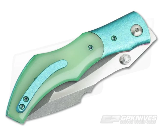 Alan Folts Curvo Folder Two-Tone CPM-154 Florentine Titanium Bolster Glow Kirinite 2 Alan Folts Curvo Folder Two-Tone CPM-154 Florentine Titanium Bolster Glow Kirinite - Image 2