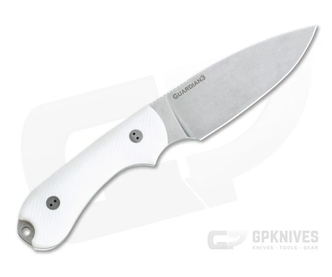 Bradford Knives Guardian3 Full Flat GPK Exclusive 3D White G10 Stonewashed 3V Fixed Blade Knife 2 Bradford Knives Guardian3 Full Flat GPK Exclusive 3D White G10 Stonewashed 3V Fixed Blade Knife - Image 2
