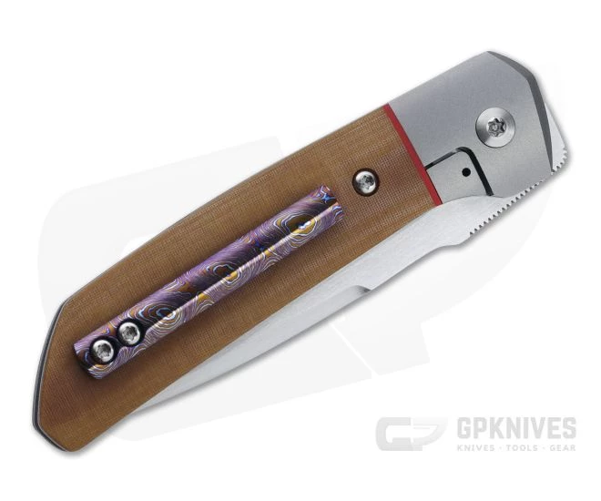 Enrique Pena Custom Mula Antique Linen Micarta Titanium Bolster Lock Front Flipper 4623 2 Enrique Pena Custom Mula Antique Linen Micarta Titanium Bolster Lock Front Flipper 4623 - Image 2