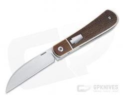 Enrique Pena Custom Swayback Wharncliffe Bolstered Burlap Micarta Front Flipper 4626