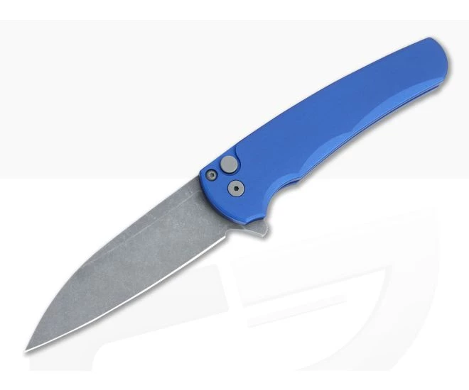 Protech Malibu Flipper Blue GPK Exclusive Acid Washed 20CV Modified Wharncliffe Button Lock Folder 5102-BLUE-AW 1 Protech Malibu Flipper Blue GPK Exclusive Acid Washed 20CV Modified Wharncliffe Button Lock Folder 5102-BLUE-AW