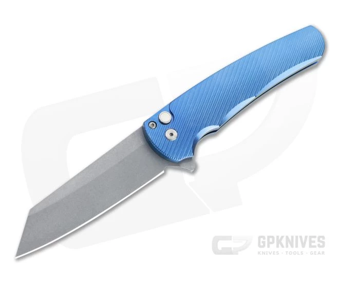 Protech Malibu Blue 3D Titanium Custom Stonewashed 20CV Reverse Tanto Flipper 5241-BLUE 1 Protech Malibu Blue 3D Titanium Custom Stonewashed 20CV Reverse Tanto Flipper 5241-BLUE