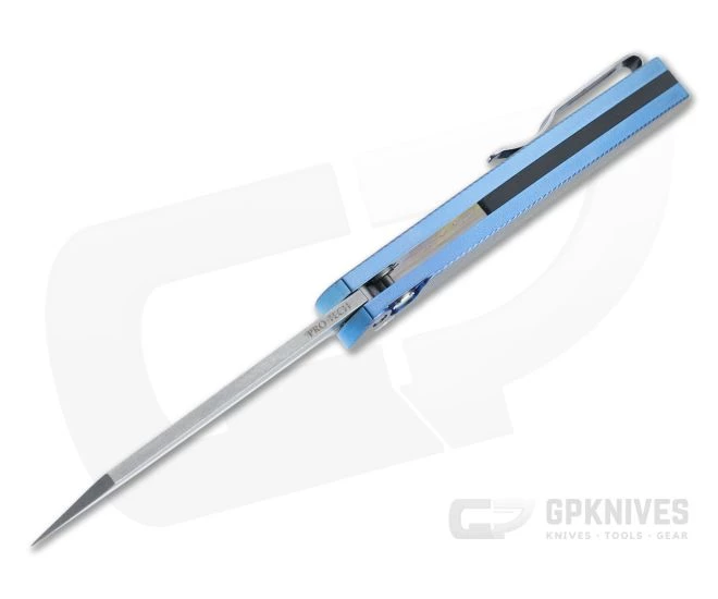 Protech Malibu Blue 3D Titanium Custom Stonewashed 20CV Reverse Tanto Flipper 5241-BLUE 3 Protech Malibu Blue 3D Titanium Custom Stonewashed 20CV Reverse Tanto Flipper 5241-BLUE - Image 3