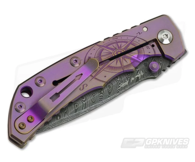 Spartan Harsey Folder Special Edition Purple Compass Nichols Damascus 2 Spartan Harsey Folder Special Edition Purple Compass Nichols Damascus - Image 2