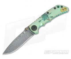 Spartan Harsey Folder Special Edition Logo Green Anodized Damascus