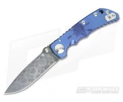 Spartan Harsey Folder Special Edition Logo Blue Anodized Damascus