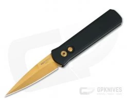 Protech Knives Godson Copper Rose Coated Plain Edge Solid Black Aluminum 721-CR