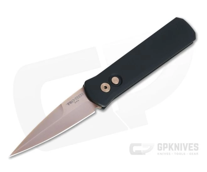 Protech Knives Godson Rose Gold PVD Plain Edge Solid Black Automatic 721-RG 1 Protech Knives Godson Rose Gold PVD Plain Edge Solid Black Automatic 721-RG