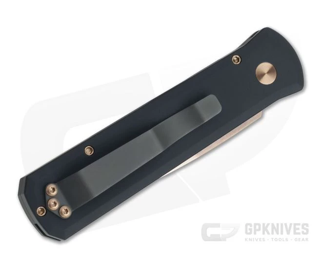 Protech Knives Godson Rose Gold PVD Plain Edge Solid Black Automatic 721-RG 2 Protech Knives Godson Rose Gold PVD Plain Edge Solid Black Automatic 721-RG - Image 2