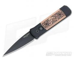 Protech Godson Copper Steampunk Limited Black Automatic Knife 7SP-3