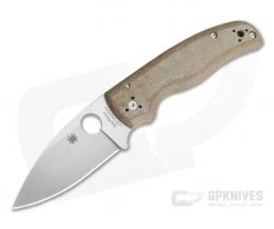 Spyderco Shaman Brown Micarta Sprint Run Plain Edge CruWear Compression Lock Folder C229MPCW