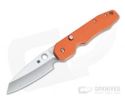 Spyderco Smock Top Flipper Orange Grooved G10 Putman Custom Scales