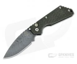 Protech GPKnives Exclusive Strider SnG Green Textured Micarta Top Nichols Damascus Blade Automatic Knife GP-SNG-07