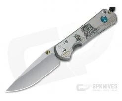 Chris Reeve Large Sebenza 31 CGG Lunar Landing w/ Chrysocolla Cabochon Drop Point