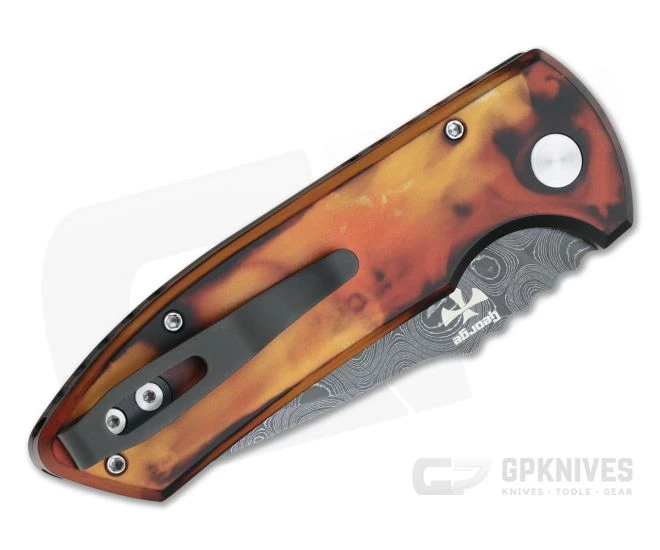 Protech Les George SBR Nichols Damascus "Del Fuego" #11 Custom Anodized Automatic LG-DFD20 2 Protech Les George SBR Nichols Damascus "Del Fuego" #11 Custom Anodized Automatic LG-DFD20 - Image 2