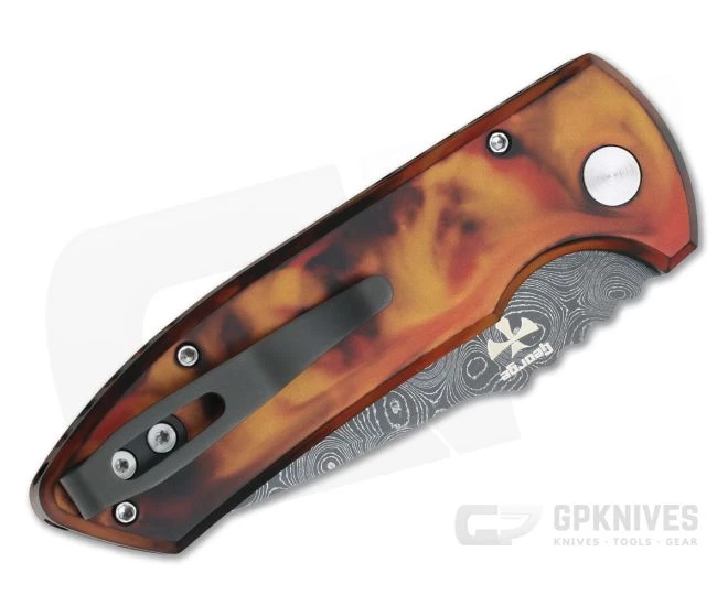 Protech Les George SBR Nichols Damascus "Del Fuego" #2 Custom Anodized Automatic LG-DFD20 2 Protech Les George SBR Nichols Damascus "Del Fuego" #2 Custom Anodized Automatic LG-DFD20 - Image 2