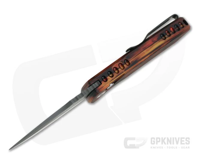 Protech Les George SBR Nichols Damascus "Del Fuego" #2 Custom Anodized Automatic LG-DFD20 3 Protech Les George SBR Nichols Damascus "Del Fuego" #2 Custom Anodized Automatic LG-DFD20 - Image 3