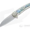 Protech Malibu Custom Wharncliffe Stonewashed 20CV Abalone Inlaid Bronze 3D Titanium Flipper AB-02