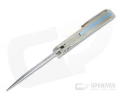 Protech Malibu Custom Wharncliffe Stonewashed 20CV Abalone Inlaid Bronze 3D Titanium Flipper AB-02 -Limited Edition Knives Sales 2022 malibu ab 02 3