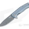 LionSteel Myto Stainless Damascus Blue Titanium Frame Lock Flipper