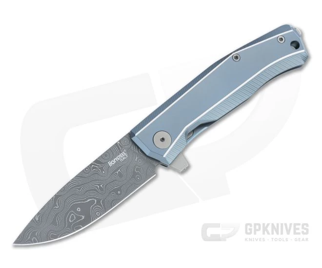LionSteel Myto Stainless Damascus Blue Titanium Frame Lock Flipper 1 LionSteel Myto Stainless Damascus Blue Titanium Frame Lock Flipper