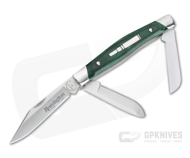 Remington 2020 Stockman Bullet Knife Green Wood Handle 420HC Blade R50036 1 Remington 2020 Stockman Bullet Knife Green Wood Handle 420HC Blade R50036