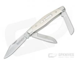 Remington 2020 Stockman Bullet Knife Limited Ivory Paper Micarta Handle 420HC Blade R50037