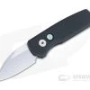 Protech Runt 5 Wharncliffe Hand Ground Mirror CPM-20CV Black Smooth Aluminum Automatic R5104