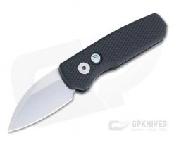 Protech Runt 5 Wharncliffe Hand Ground Mirror CPM-20CV Black Textured Aluminum Automatic R5108