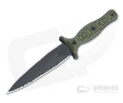 RMJ Tactical Raider Dagger LTD Textured Black 3V Dirty Olive G10 Fixed Blade