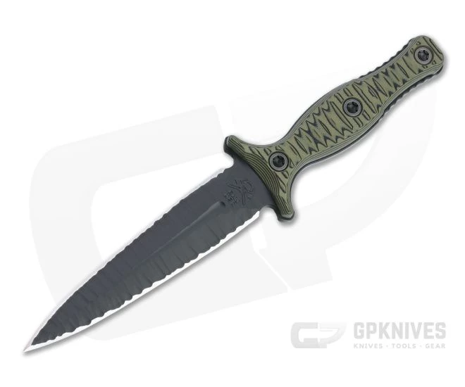 RMJ Tactical Raider Dagger LTD Textured Black 3V Dirty Olive G10 Fixed Blade 1 RMJ Tactical Raider Dagger LTD Textured Black 3V Dirty Olive G10 Fixed Blade
