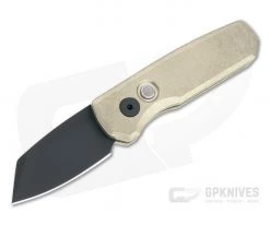 Protech Runt 5 Prototype Reverse Tanto Hand Ground Black DLC CPM-20CV Aluminum Bronze Automatic