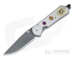 Chris Reeve Small Sebenza 21 Unique Solar System with Pyrite Thomas Ladder Damascus S21-1056