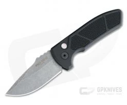 Protech Knives Les George SBR Blade Show 2019 Acid Wash Blade Knurled Black Aluminum Handle