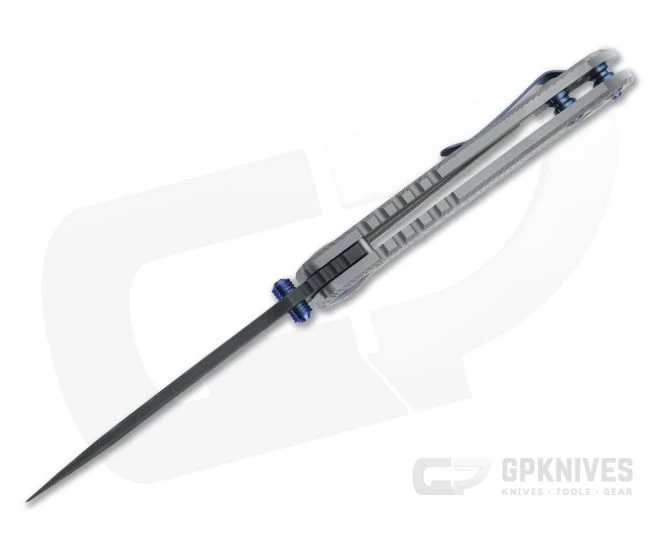 Spartan Harsey Folder Sound Wave Titanium Blue Accents Special Edition w/ Nichols Damascus 043 3 Spartan Harsey Folder Sound Wave Titanium Blue Accents Special Edition w/ Nichols Damascus 043 - Image 3